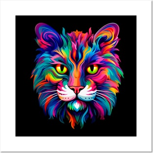 Psychedelic cat Posters and Art